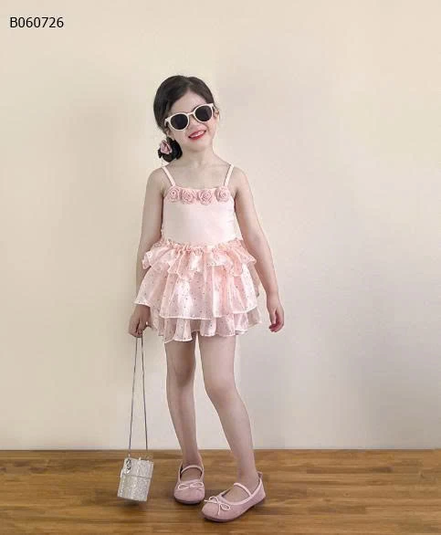 VÁY 2 DÂY ĐÍNH HOA BÉ GÁI-Sỉ giá 268K