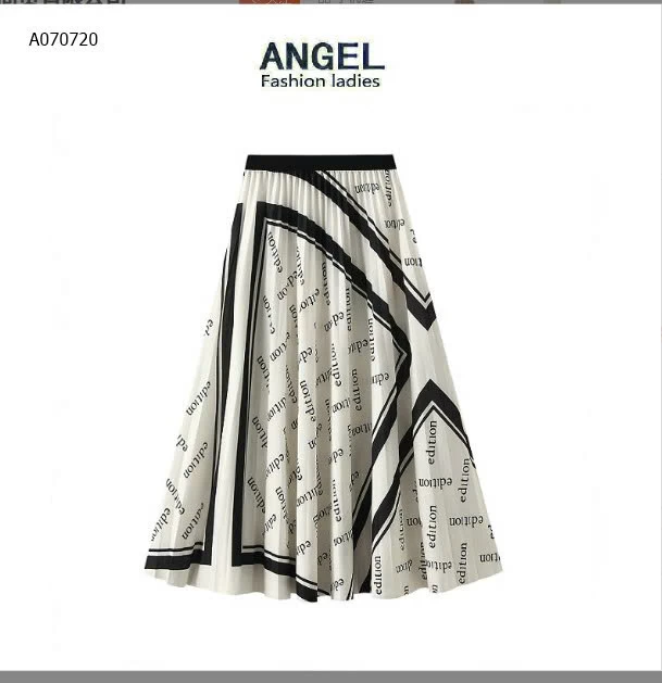 CHÂN VÁY XẾP LY HOẠ TIẾT ANGLE- sỉ 173k