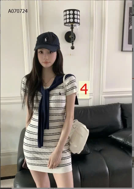 VÁY KẺ SỌC KÈM KHĂN NỮ- sỉ 142k