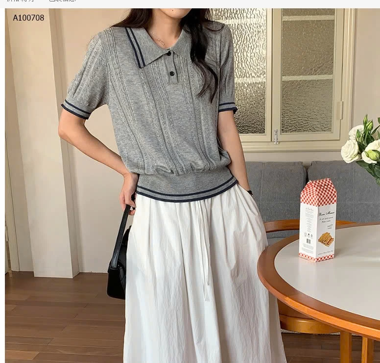 Áo len POLO dệt kim tay ngắn cổ -Sỉ giá 187k