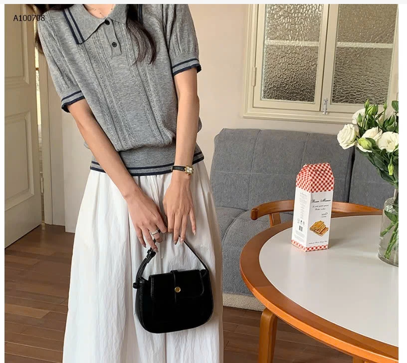 Áo len POLO dệt kim tay ngắn cổ -Sỉ giá 187k