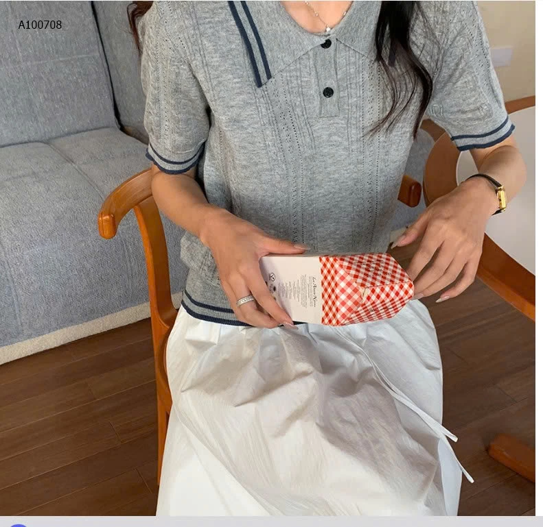 Áo len POLO dệt kim tay ngắn cổ -Sỉ giá 187k