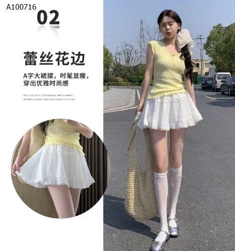  Váy ngắn ren xếp ly kiểu chữ A cho nữ - sỉ 137k