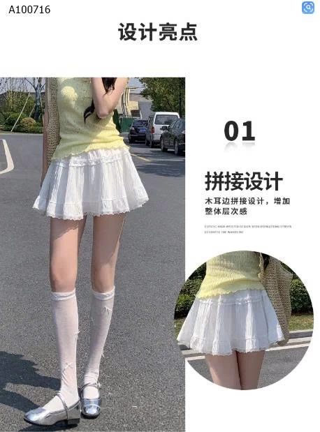  Váy ngắn ren xếp ly kiểu chữ A cho nữ - sỉ 137k
