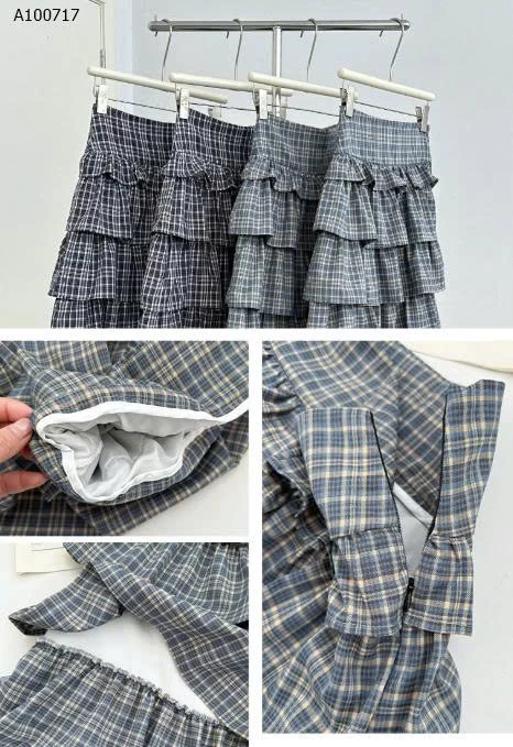 Váy bánh kẻ caro xếp tầng - sỉ 180k