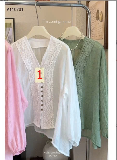 ÁO SƠ MI DÀI TAY CỔ V ANNA - sỉ 200k