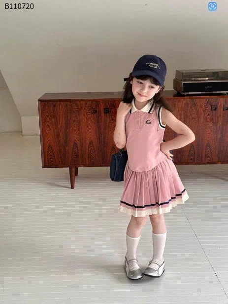 Bộ đồ polo + váy xếp ly  HÃNG AMBB-Sỉ giá sz 90-150: 272k sz 160: 296k sz 170: 319k