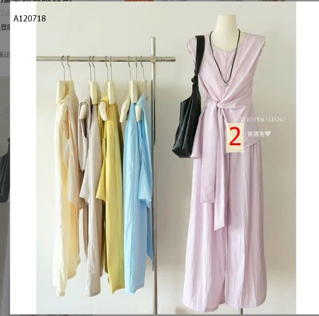 SET ÁO THẮT EO MIX QUẦN ỐNG RỘNG NỮ- sỉ 245k
