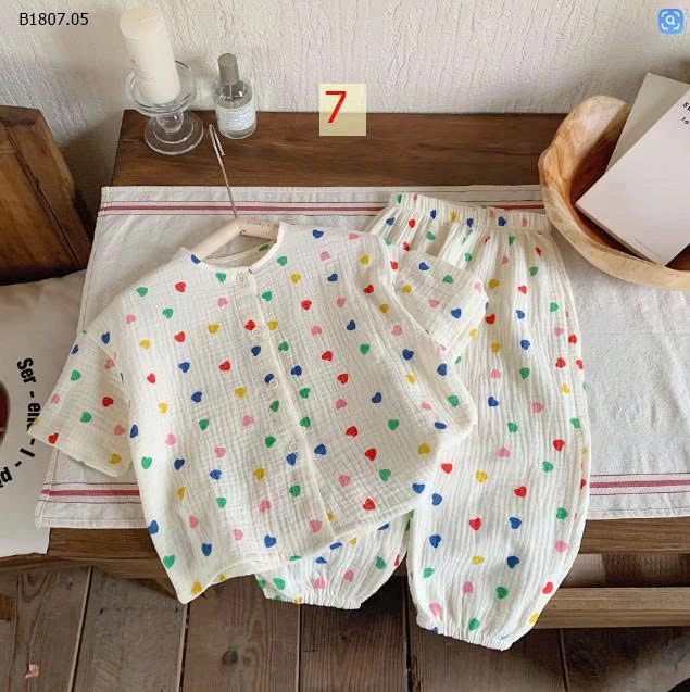 Quần áo ngủ crepe đôi tay ngắn bé trai và bé gái-Sỉ giá 189k