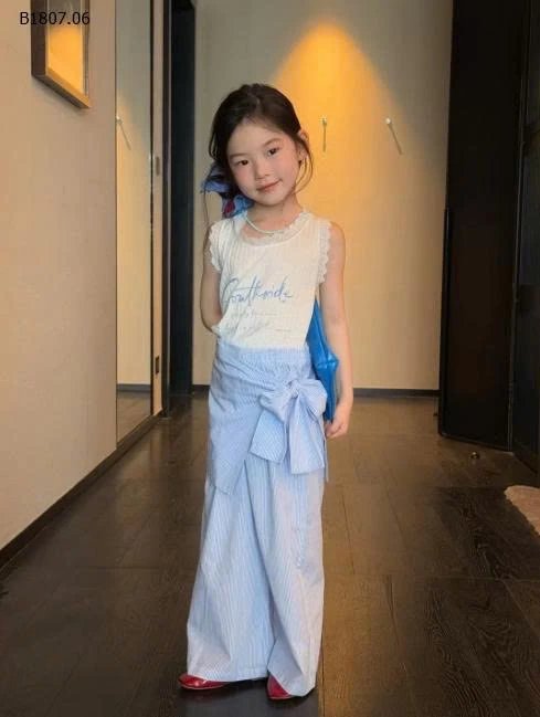 SÉT ÁO TRẮNG MIX QUẦN SUÔNG XANH-Sỉ giá áo: 122k  quần: 159k 