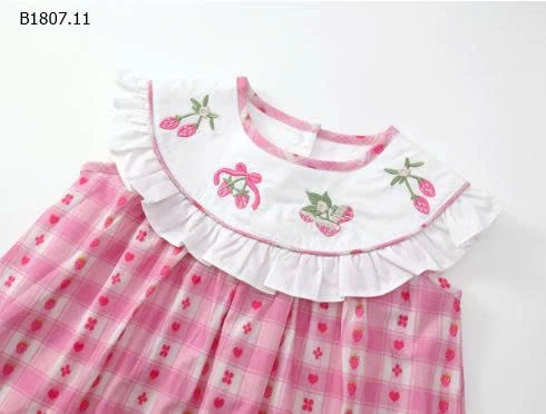 VÁY HỒNG KẺ CARO CHO BÉ-Sỉ giá 135k