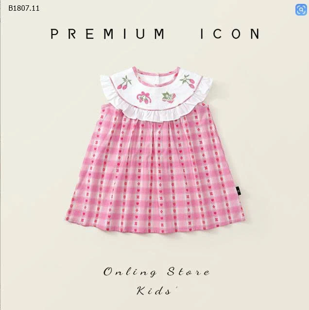 VÁY HỒNG KẺ CARO CHO BÉ-Sỉ giá 135k