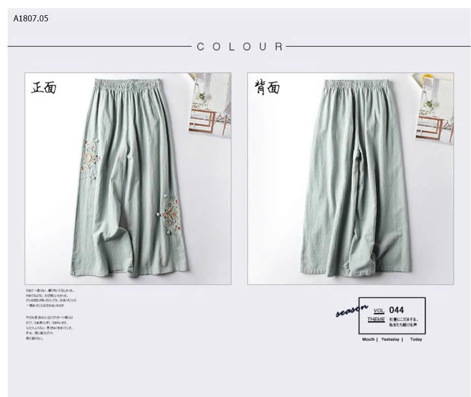 QUẦN ỐNG SUÔNG THÊU HOA  - sỉ 120k