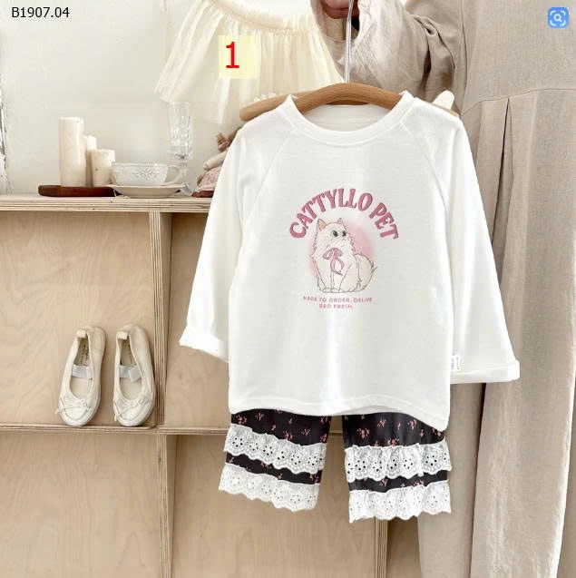 Bộ đồ ngủ trẻ em mặc nhà kiểu AB tay raglan Hàn Quốc -Sỉ giá Sz 80-120 :99k Sz 130-160 :135k