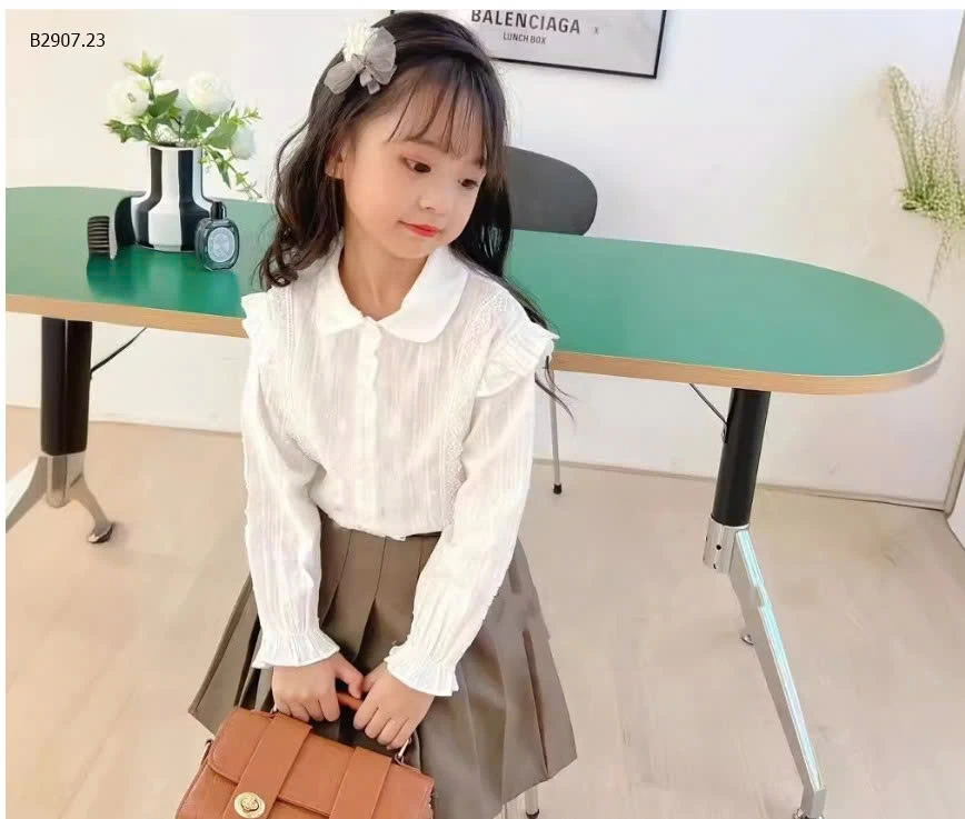 ÁO SƠ MI TRẮNG DÀI TAY BÉ GÁI-Sỉ giá 135k