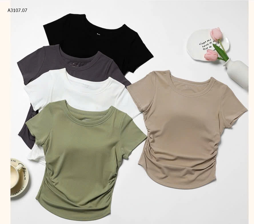 ÁO THUN NỮ CỔ TRÒN KÈM BRA NHÚN EO  - sỉ 145k