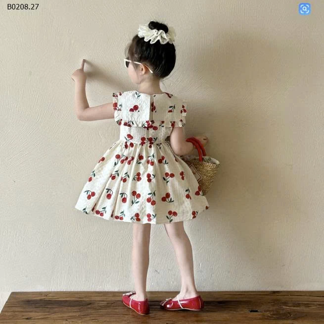 VÁY SÁT NÁCH HỌA TIẾT QUẢ CHERRY BG- sỉ 233k