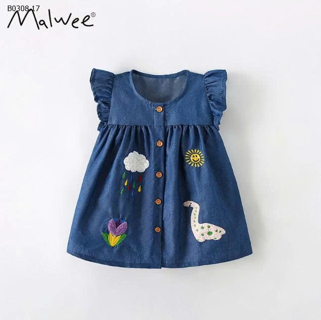 VÁY DENIM CHO BÉ GÁI HÃNG Little Maven-Sỉ giá 135k