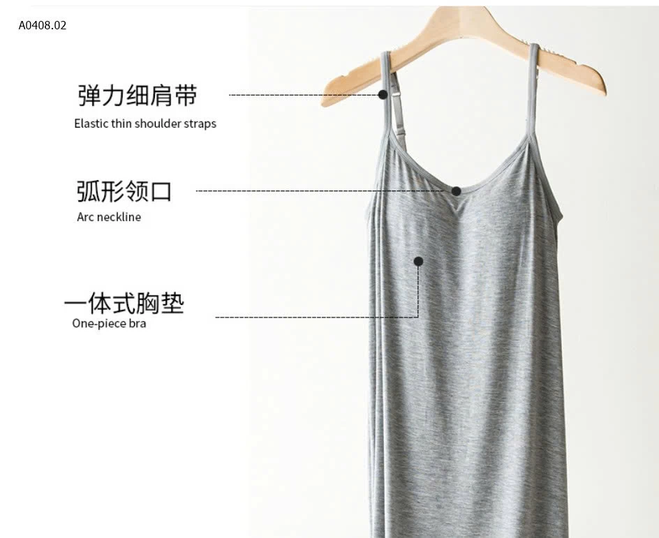 VÁY 2 DÂY DÁNG DÀI KÈM MÚT ĐỆM - sỉ 145k