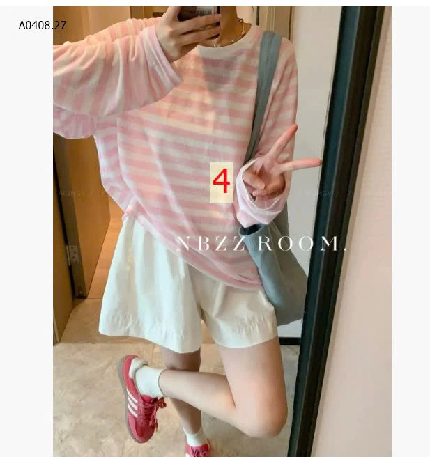 ÁO THUN KẺ MỎNG DÀI TAY CHO NỮ - sỉ 95k