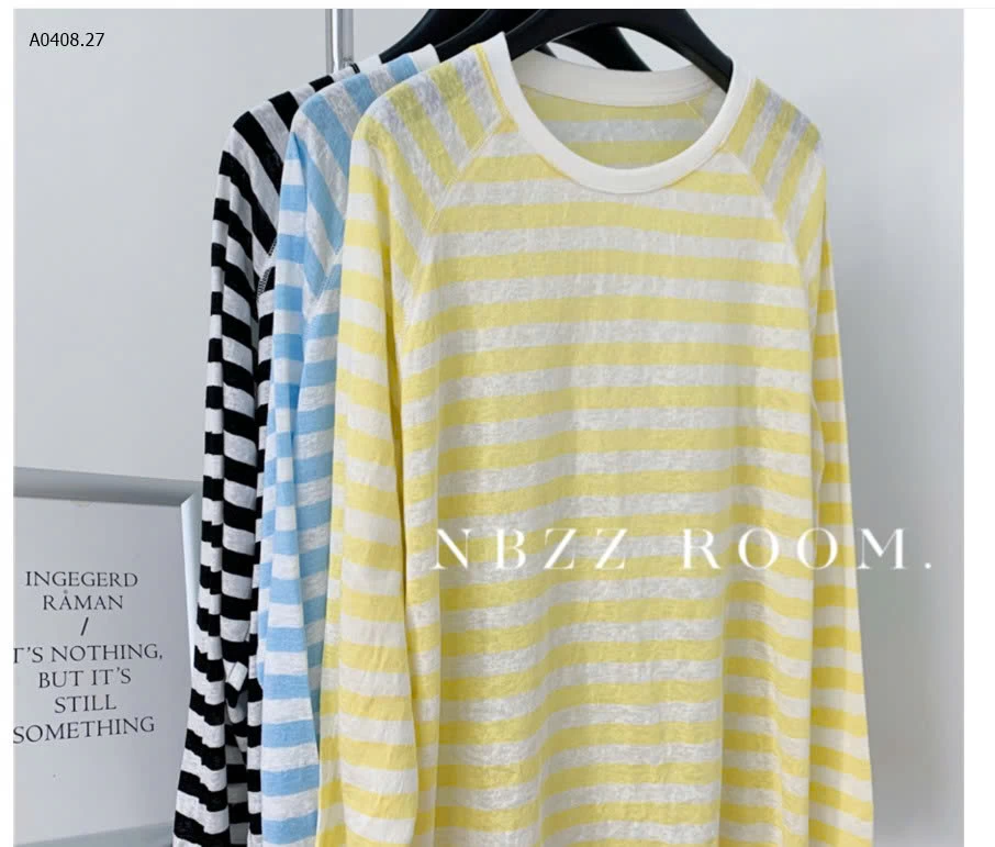 ÁO THUN KẺ MỎNG DÀI TAY CHO NỮ - sỉ 95k