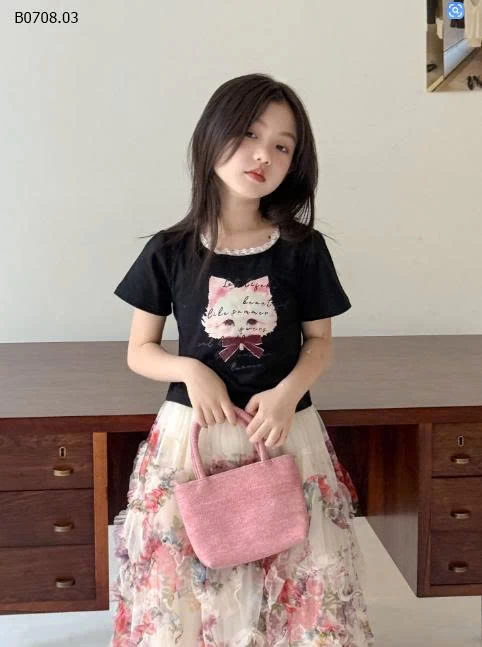 SET ÁO CRT MIX CHÂN VÁY DÀI  BÉ GÁI - sỉ áo: 120k  váy: 220k 