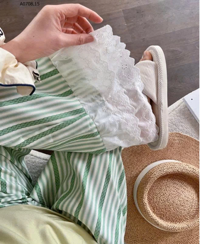 BỘ ÁO 2 DÂY QUẦN DÀI PHỐI REN  NỮ  - sỉ 206k