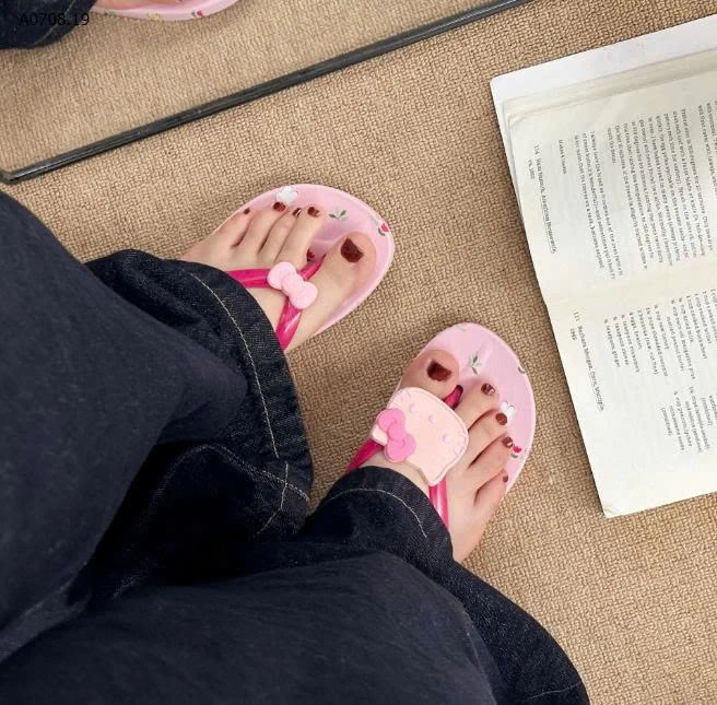 Dép xỏ ngón in hình mèo nơ NỮ-59k/đôi bán từ 2 đôi  