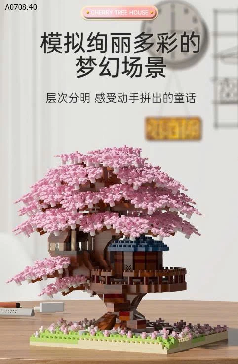 MÔ HÌNH LEGO CÂY HOA ANH ĐÀO  HƠN 2000 chi tiết  - sỉ 104k