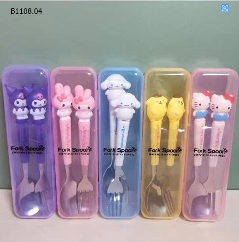 Bộ đồ ăn hai món hoạt hình cầm tay cho trẻ-Giá sỉ 43k