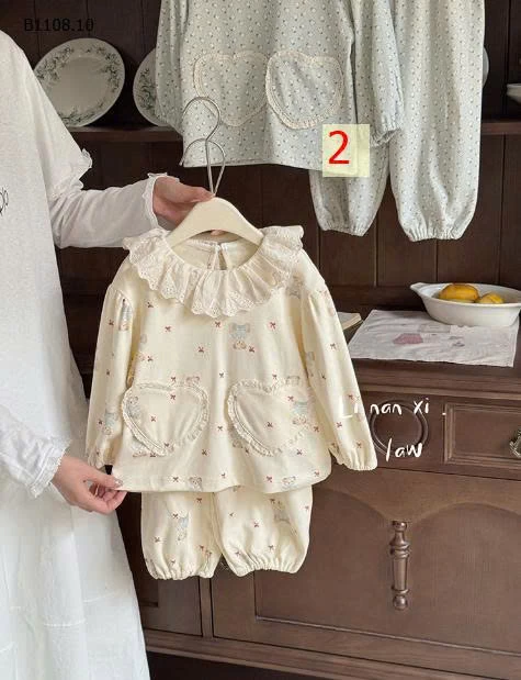 Bộ đồ ngủ ren cổ tròn cho bé gái -Giá sỉ 220k