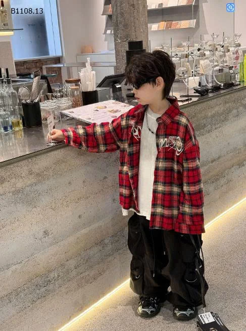 ÁO SƠ MI KẺ DÀI TAY CHO BÉ TRAI -Giá sỉ 170k