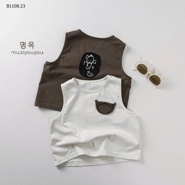 Áo thun không tay cotton phong cách Miki trẻ em -Giá sỉ 110k