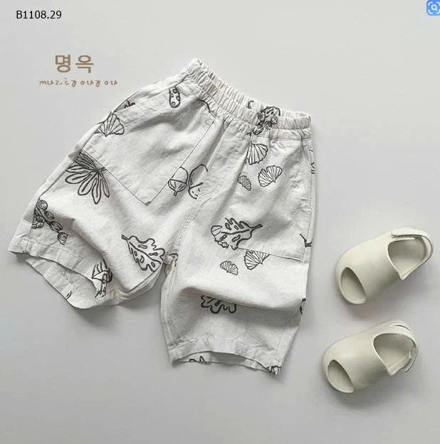 Quần lửng vải lanh in họa tiết tự nhiên  phong cách Hàn Quốc -Giá sỉ 148k