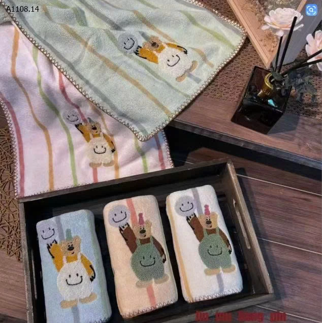 COMBO 3C KHĂN TẮM THÊU GẤU SZ ĐẠI -Sỉ 188k/ combo 3c mix màu