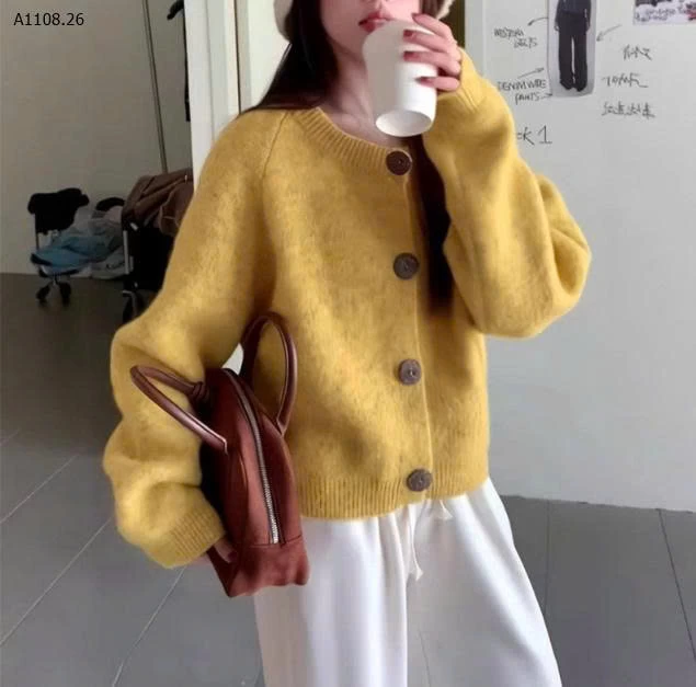 Áo khoác cardigan dệt kim ngắn cổ tròn KANING -Sỉ 167k