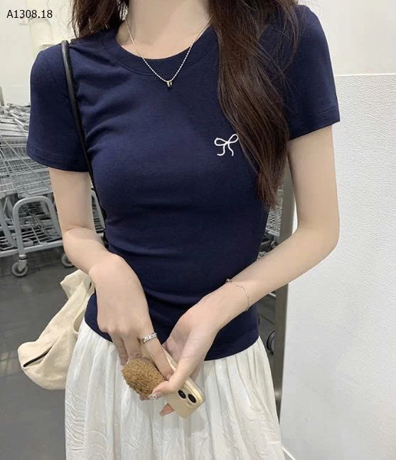 Áo thun nữ tay ngắn thêu nơ -Sỉ 50k