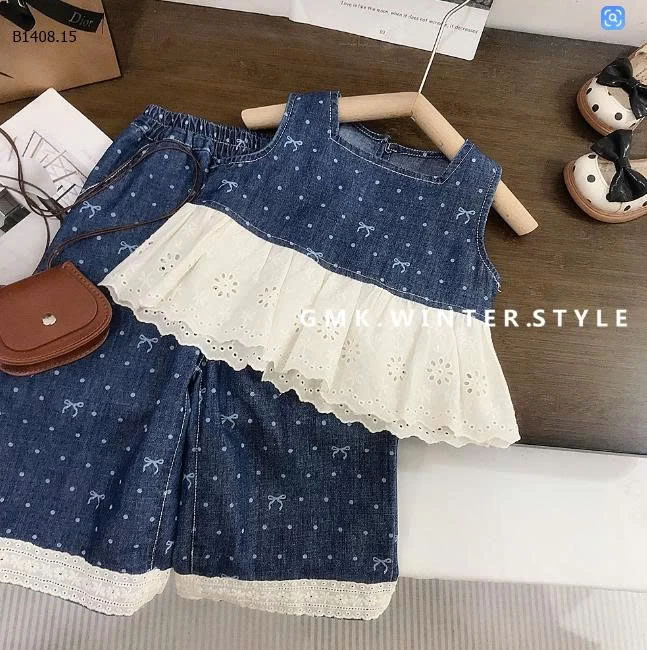 SÉT BBD JEANS NƠ PHỐI REN- sỉ 220k