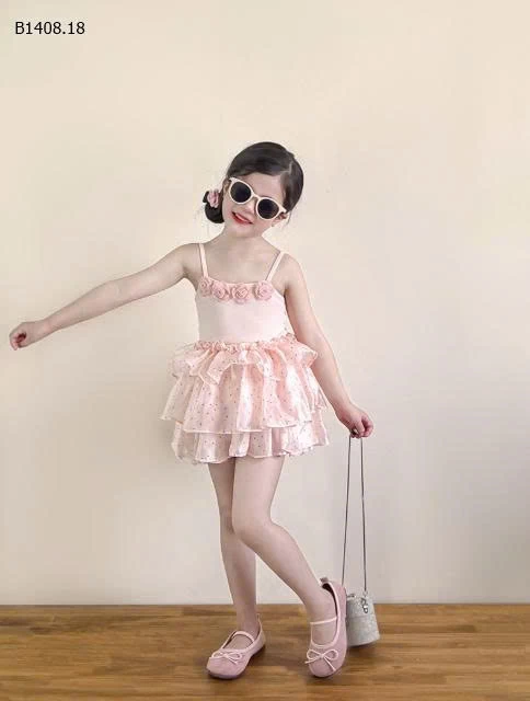 VÁY 2 DÂY ĐÍNH HOA BÉ GÁI-Sỉ giá 268K