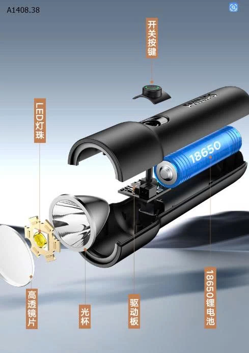 ĐÈN PIN MINI SIÊU SÁNG PHILIPS MÀU ĐEN - sỉ 129k