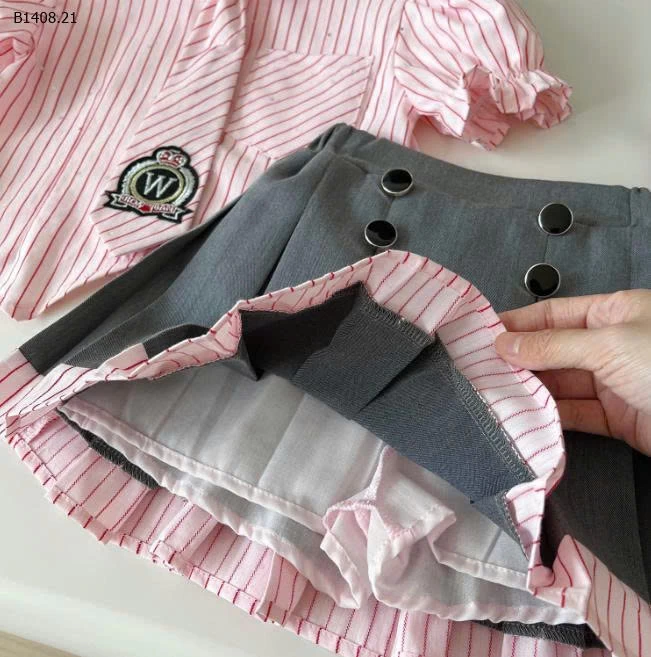 SET ÁO SƠ MI KẺ MIX CV XẾP LY BG - sỉ 187k