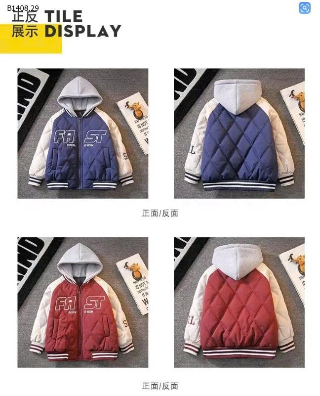 ÁO KHOÁC SIZE ĐẠI BÉ TRAI-Sỉ giá 172k