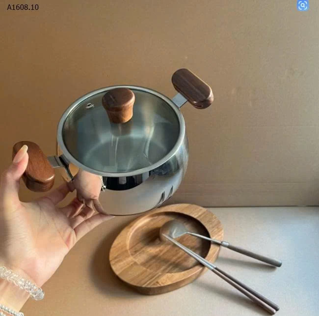 NỒI THÉP KHÔNG GỈ TAY CẦM GỖ bằng thép không gỉ 316-Sỉ giá m1: 288k  m2: 327k 