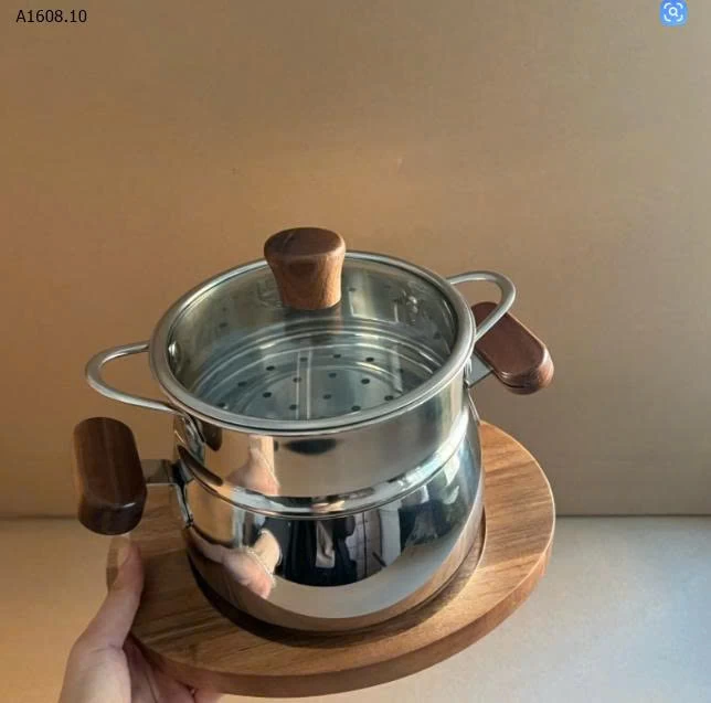 NỒI THÉP KHÔNG GỈ TAY CẦM GỖ bằng thép không gỉ 316-Sỉ giá m1: 288k  m2: 327k 