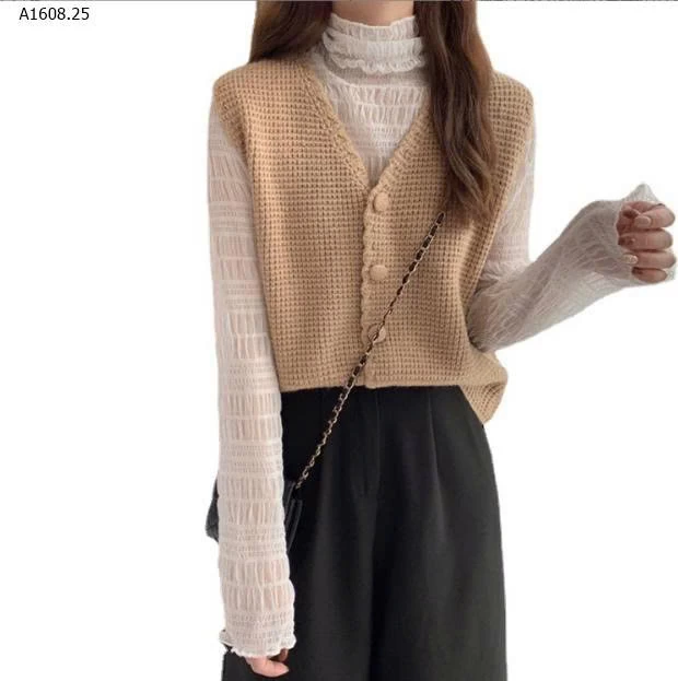 Áo len cardigan dệt kim cổ chữ V -Giá sỉ 108k