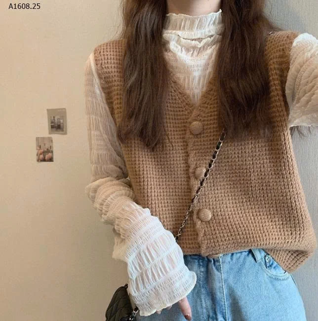 Áo len cardigan dệt kim cổ chữ V -Giá sỉ 108k