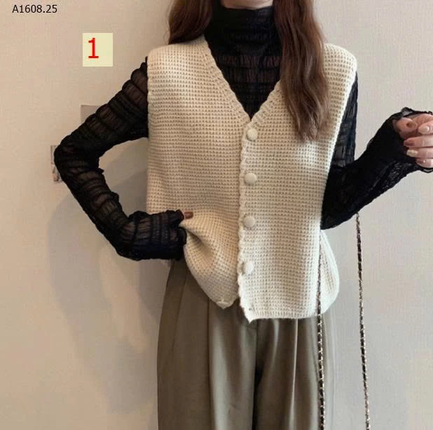 Áo len cardigan dệt kim cổ chữ V -Giá sỉ 108k