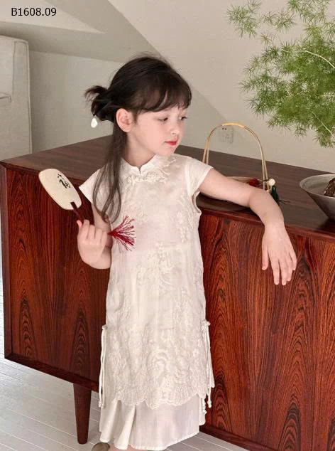 Váy sườn xám thêu Tencel phong cách Trung AMBB-sỉ size 90-150 giá 235k size 160 giá 258k