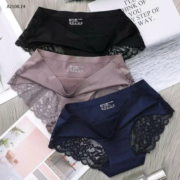 QUẦN LÓT KHÔNG VIỀN PHỐI REN  - Sỉ 130ca/ set 6c mix màu