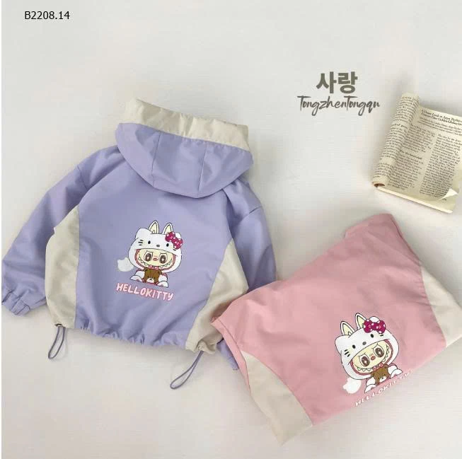 Áo khoác bé gái xuân thu có mũ trùm đầu - si 185k